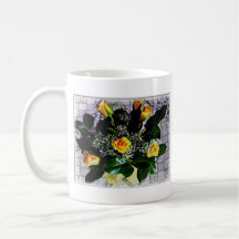 yellow roses & white lace mug