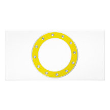 Yellow round frame personalized photo card