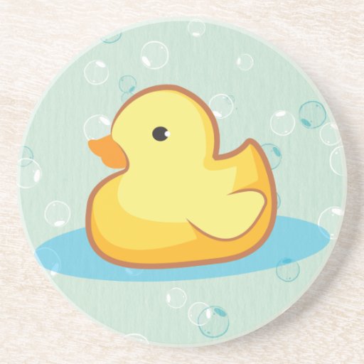 yellow Rubber duckie with bubbles coaster