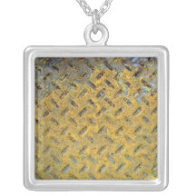 Yellow Rusty Metal Tread Texture Necklaces