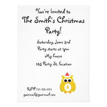 Yellow santa owl invites