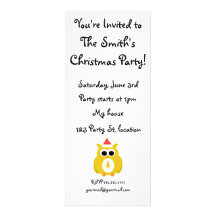 Yellow santa owl personalized invitations