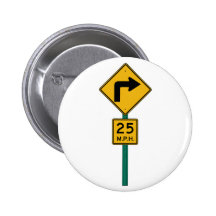 Yellow Sign Pinback Buttons