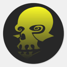 yellow.skull round sticker