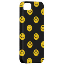 Yellow Smiley Face Pattern on Black iPhone 5 Cover