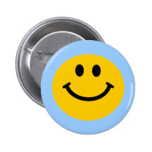 Yellow Smiley Face Pinback Button