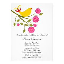Yellow Songbird Bridal Shower Invitation