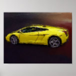 Yellow sports car print