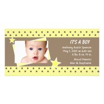Yellow Star Photo Birth Announcement Customized Photo Card
