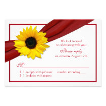 Yellow Sunflower Deep Red Ribbon Wedding RSVP invitations
