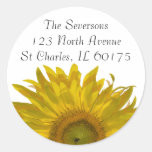 Yellow Sunflower Return Address Round Stickers