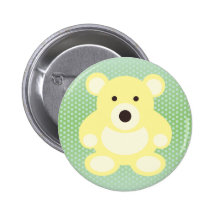 Yellow Teddy Bear Button