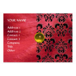 YELLOW TOPAZ  MON , RED DAMASK SILK ,Grey Agatha Business Card Template
