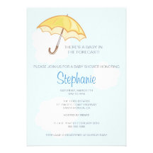 Yellow Umbrella Baby Shower Invitation