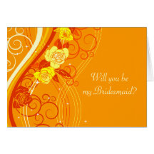 Yellow Wedding Roses Orange Greeting Cards