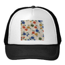 yellow white blue and red flower pattern mesh hat