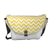 Yellow White Chevron Pattern Messenger Bags