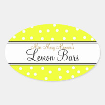 Yellow & White Dots-Business Food Label Oval Stickers