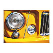 Yellow Willys Jeep Station Wagon headlight canvas prints