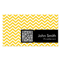 Yellow Zigzag QR Code Producer Business Card