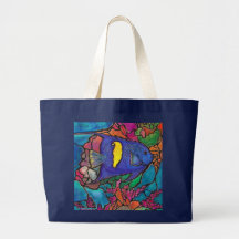 Yellowbar Angelfish Coral Reef Art "Stained Glass" Tote Bag
