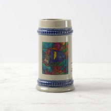 Yellowbar Angelfish Coral Reef Art "Stained Glass" Mug