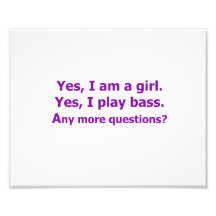 yes I am a girl text only play bass purple Photo