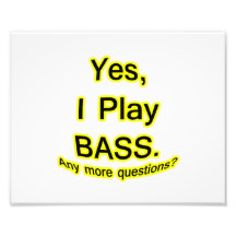 Yes I Play Bass Black Text Yellow Glow Photo Print