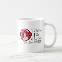 Yes They Are Fake Redhead Breast Cancer Survivor Coffee Mug