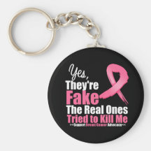 YES They're fake....My real ones tried to kill me Keychains