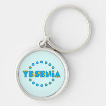 Yesenia in Flores Blue Keychain