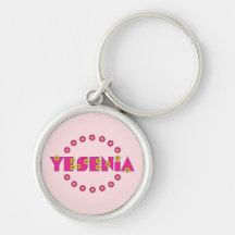 Yesenia in Flores Pink Key Chains