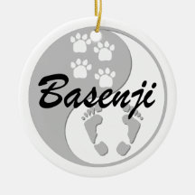 yin yang basenji christmas tree ornaments