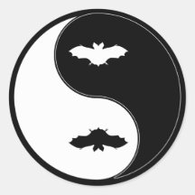 Yin Yang Bat Round Stickers