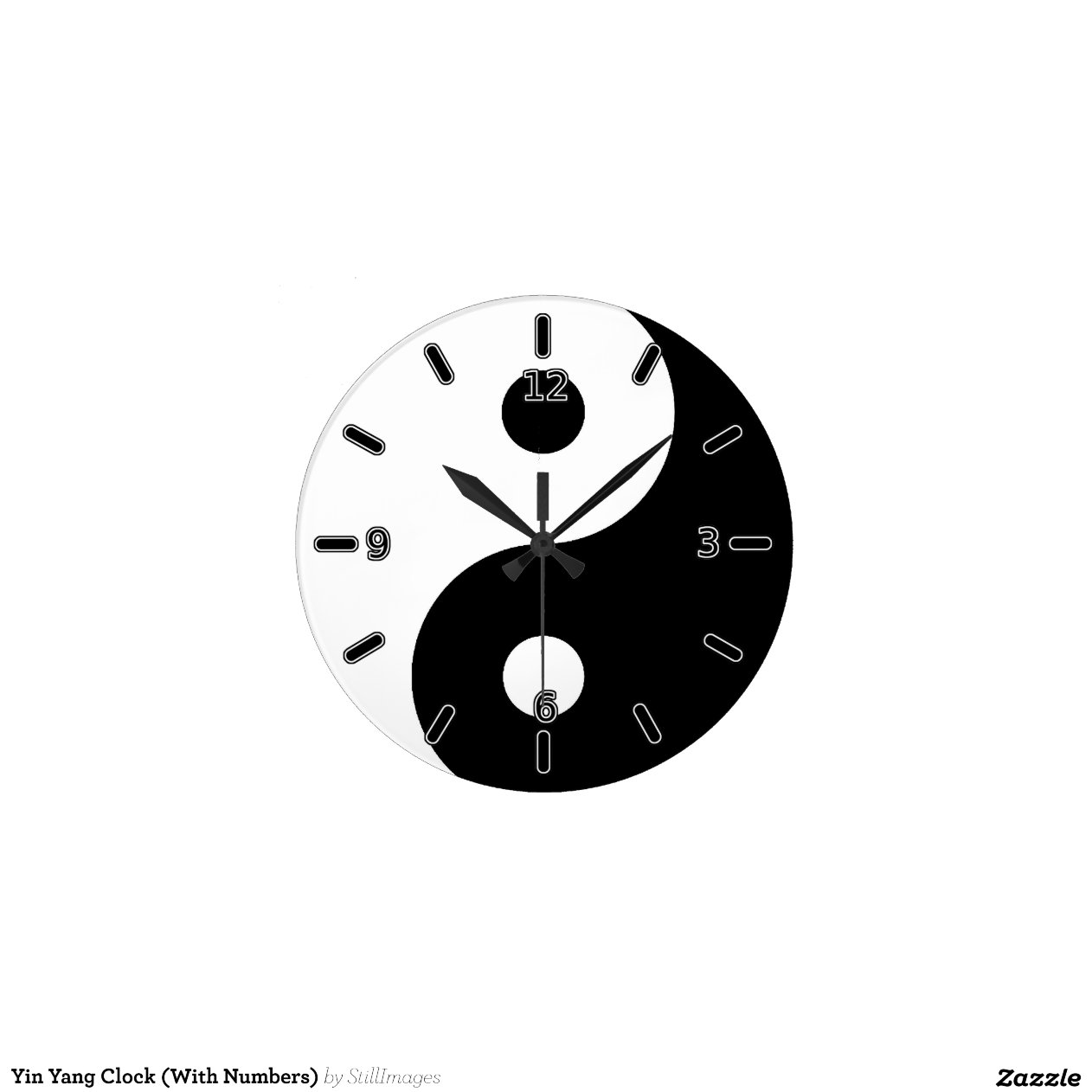 Yin Yang Clock (With Numbers) Zazzle