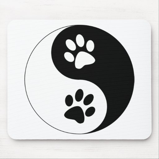 Yin Yang Dog Paws Mouse Pad
