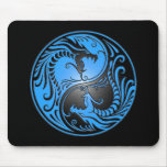 Yin Yang Dragons, blue and black Mouse Mat