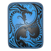 Yin Yang Dragons, blue and black Sleeves For iPads