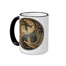 Yin Yang Dragons, brown and black Coffee Mug