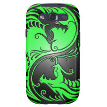 Yin Yang Dragons, green and black