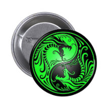 Yin Yang Dragons, green and black Pins