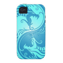 Yin Yang Dragons, light blue Case-Mate iPhone 4 Case