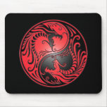 Yin Yang Dragons, red and black Mousemat