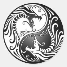 Yin Yang Dragons Stickers