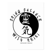 Yin Yang Reiki Kanji Post Cards