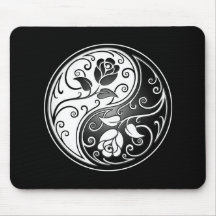 Yin Yang Roses, black Mouse Pad