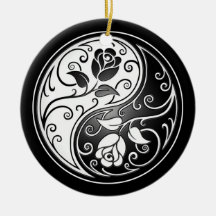 Yin Yang Roses, black Ornament