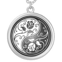 Yin Yang Roses, black Pendants