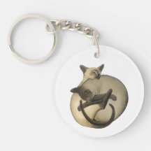 Yin Yang Sleeping Siamese Cats Keychain