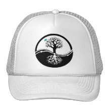 Yin Yang Tree Of Life Black & White Mesh Hat